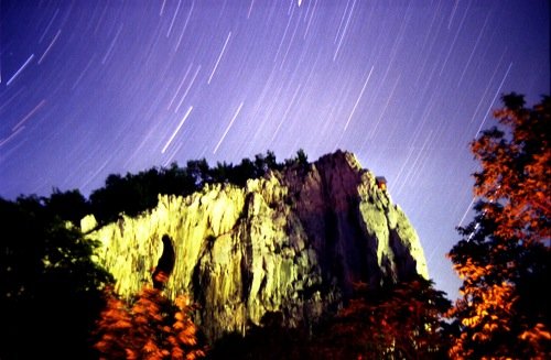 Star trails over a long-exposure night